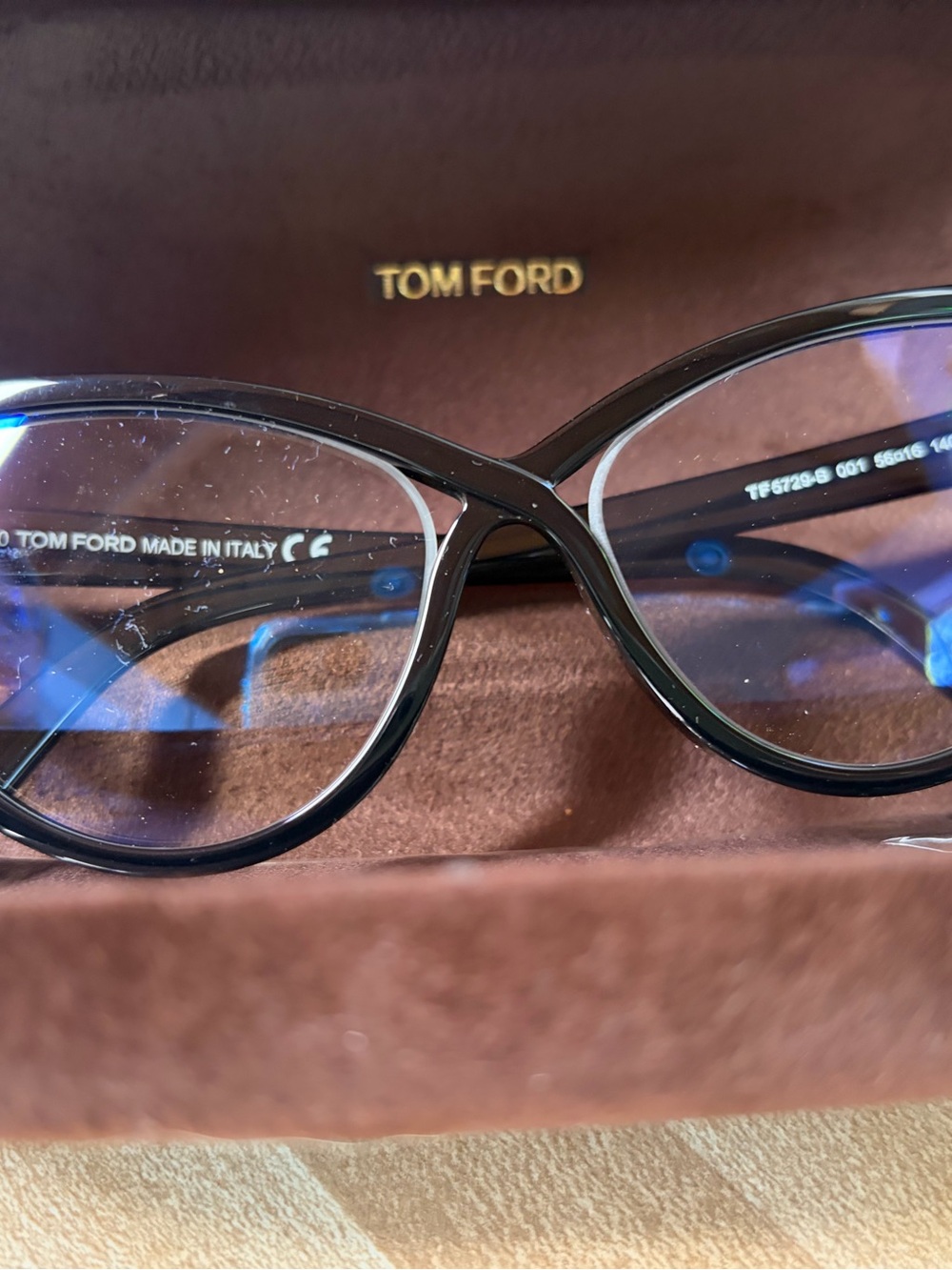 Tom Ford Women's Black Gloss Cat-Eye Glasses